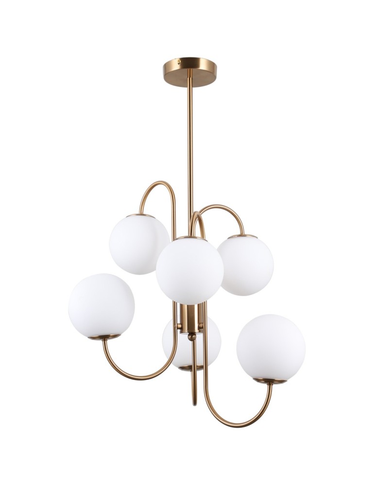 Retro chandeliers - Italux Gela 6xG9 Pendant Brass Honey PND-5500-6-HBR - product kolory-swiatla.pl 1