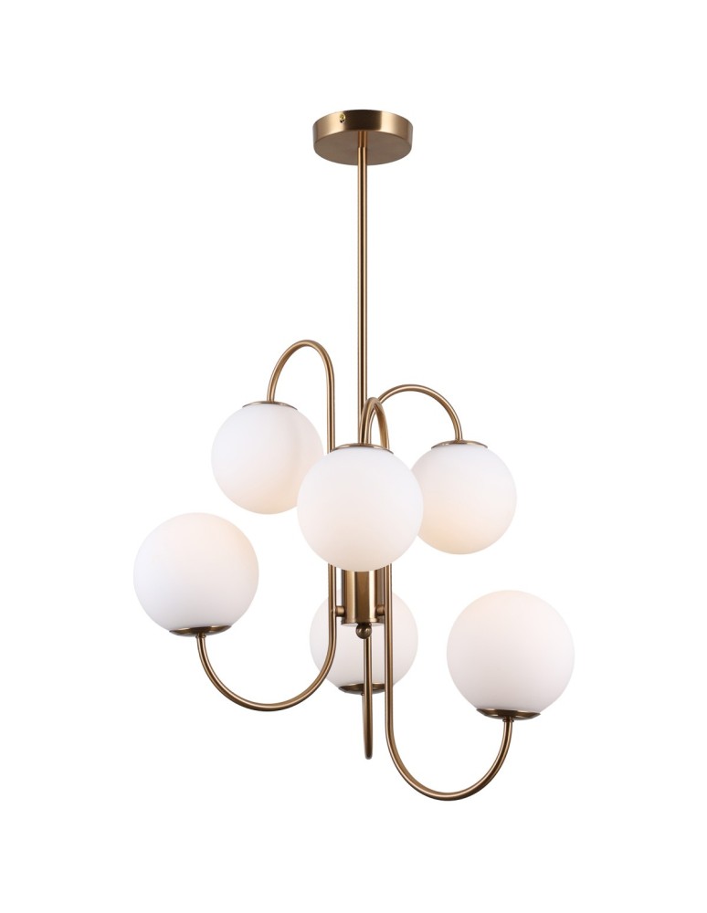 Retro chandeliers - Italux Gela 6xG9 Pendant Brass Honey PND-5500-6-HBR - product kolory-swiatla.pl 2