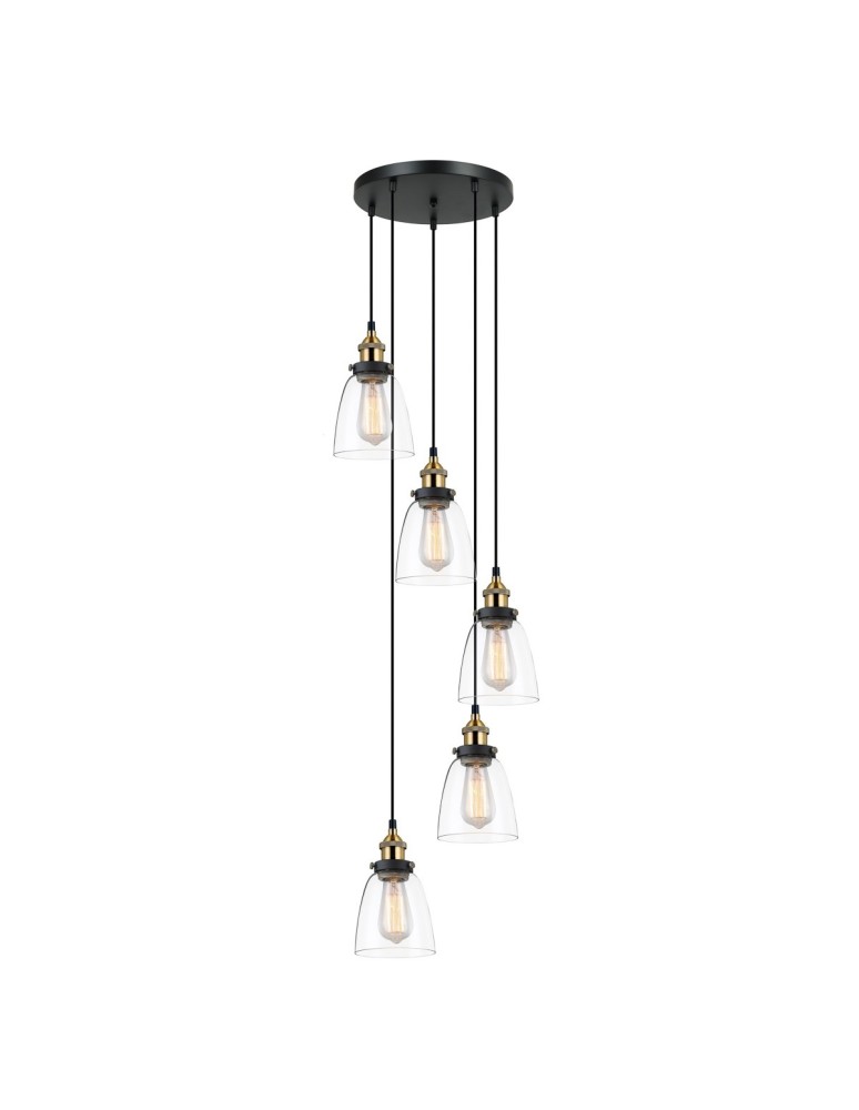 Loft pendant lamps - Italux Francis 5xE27 Pendant Black Gold MDM-2563/5 GD+CL - product kolory-swiatla.pl 1