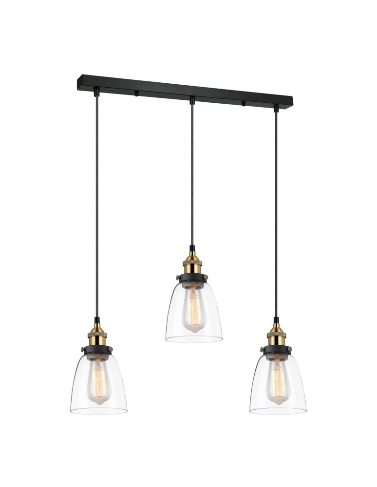 Loft pendant lamps - Italux Francis 3xE27 Pendant Black Gold MDM-2563/3 GD+CL - product kolory-swiatla.pl 1