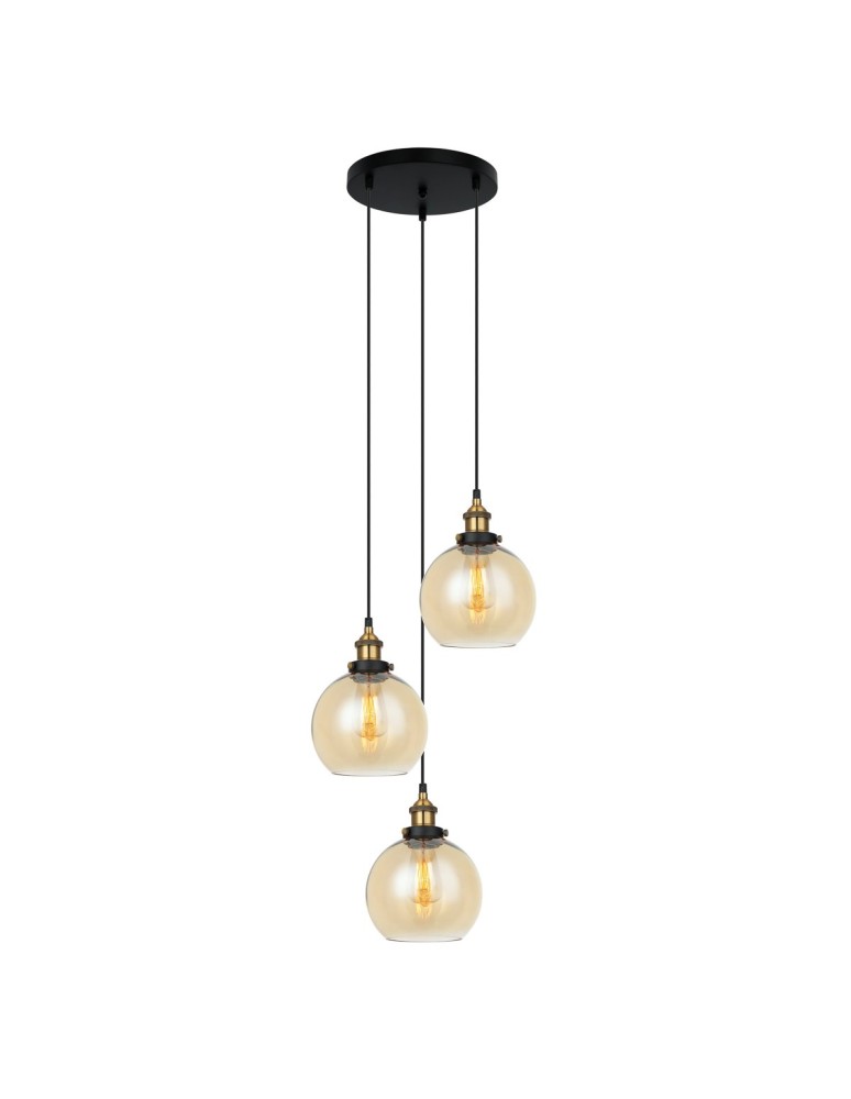 Triple pendant lamps - Italux Cardena 3xE27 Pendant Black Gold MDM-4330/3 GD+AMB - product kolory-swiatla.pl 1