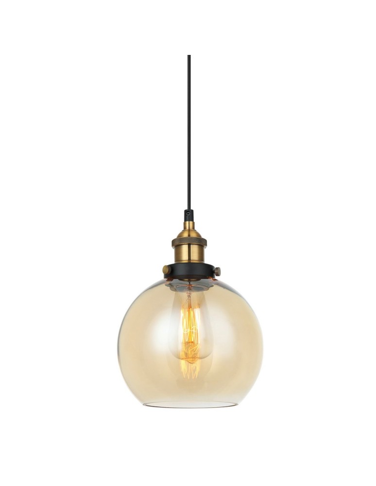 Pendant lamps - Italux Cardena 1xE27 Pendant Black Gold MDM-4330/1 GD+AMB - product kolory-swiatla.pl 1