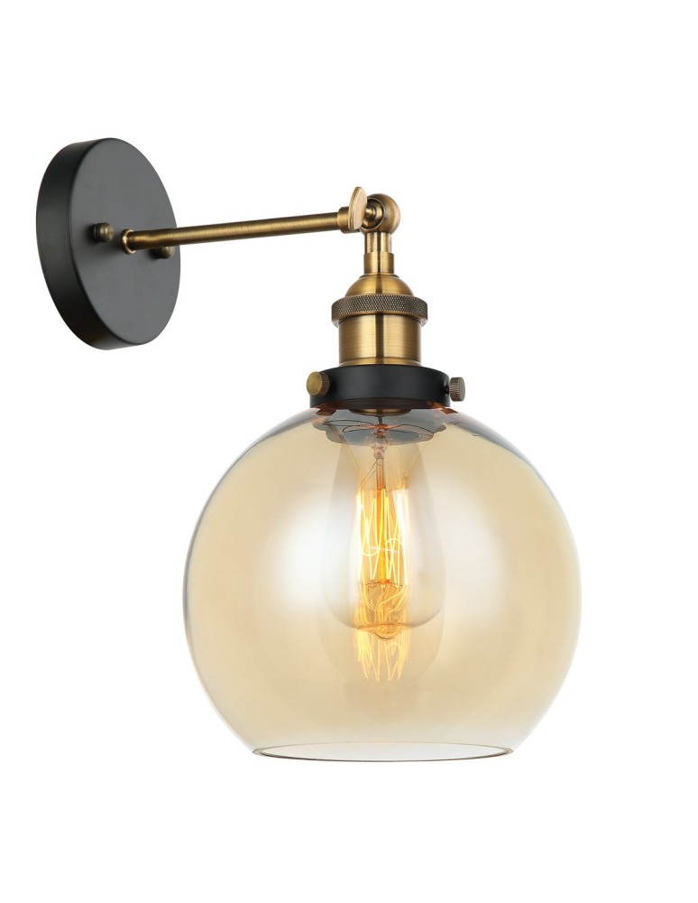 Wall lamps - Italux Cardena 1xE27 Wall lamp Black Gold MBM-4330/1 GD+AMB - product kolory-swiatla.pl 1