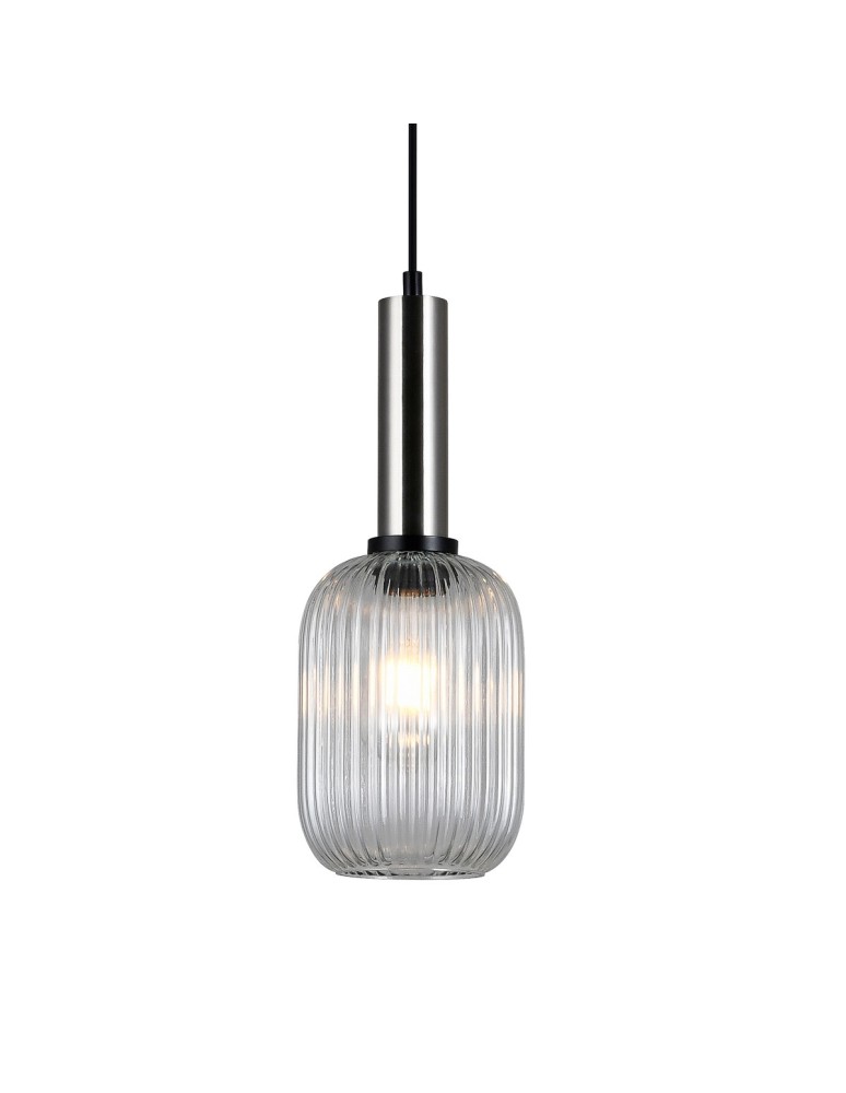 Pendant lamps - Italux Antiola 1xE27 Pendant Satin Nickel PND-5588-1M-SC+CL - product kolory-swiatla.pl 1