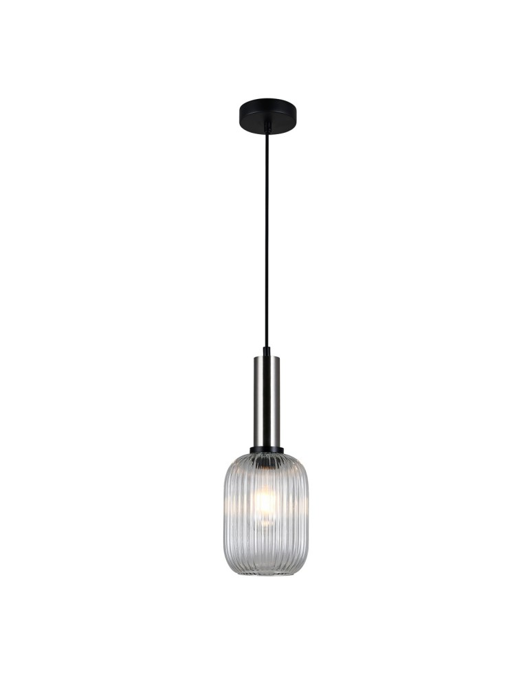 Pendant lamps - Italux Antiola 1xE27 Pendant Satin Nickel PND-5588-1M-SC+CL - product kolory-swiatla.pl 2