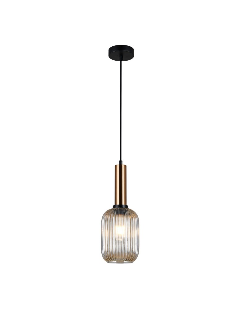 Pendant lamps - Italux Antiola 1xE27 Pendant Brass PND-5588-1M-BRO+AMB - product kolory-swiatla.pl 2