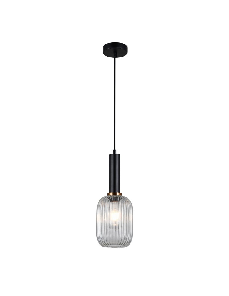Pendant lamps - Italux Antiola 1xE27 Pendant Black PND-5588-1M-BK+CL - product kolory-swiatla.pl 2