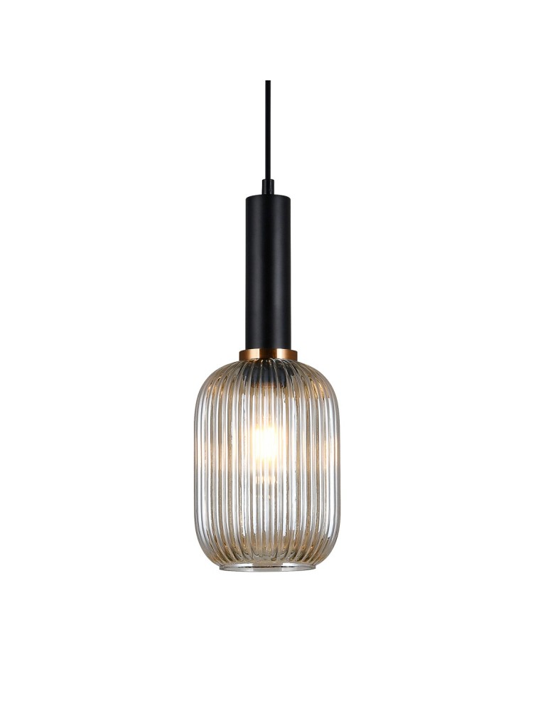 Pendant lamps - Italux Antiola 1xE27 Pendant Black PND-5588-1M-BK+AMB - product kolory-swiatla.pl 1