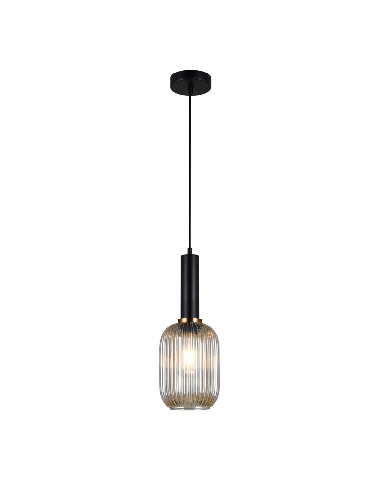 Pendant lamps - Italux Antiola 1xE27 Pendant Black PND-5588-1M-BK+AMB - product kolory-swiatla.pl 2