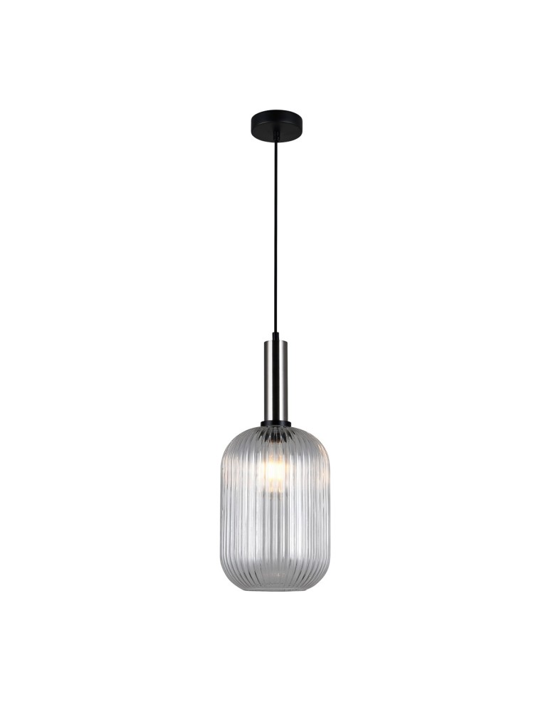 Pendant lamps - Italux Antiola 1xE27 Pendant Satin Nickel PND-5588-1L-SC+CL - product kolory-swiatla.pl 2