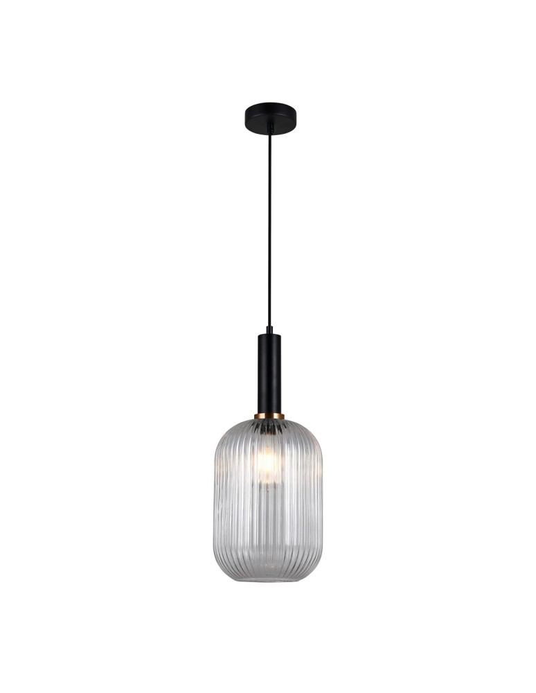 Pendant lamps - Italux Antiola 1xE27 Pendant Black PND-5588-1L-BK+CL - product kolory-swiatla.pl 2