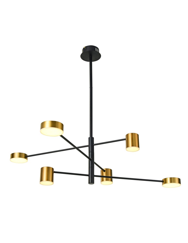 LED pendant lamps - Italux Remdal LED 26.6W 2700lm 3000K Pendant Black Gold PND-16374-6 BK+GD - product kolory-swiatla.pl 1