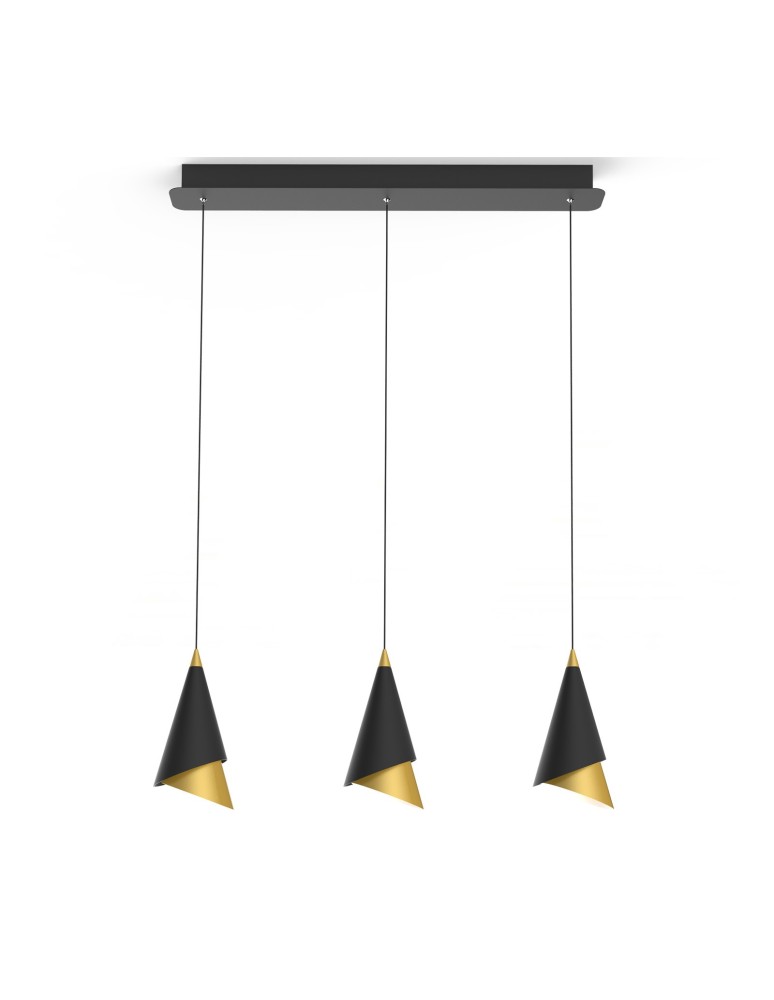 LED pendant lamps - Italux Raalto LED 21W 588lm 3000K Pendant Black Gold PND-433128-3 - product kolory-swiatla.pl 1