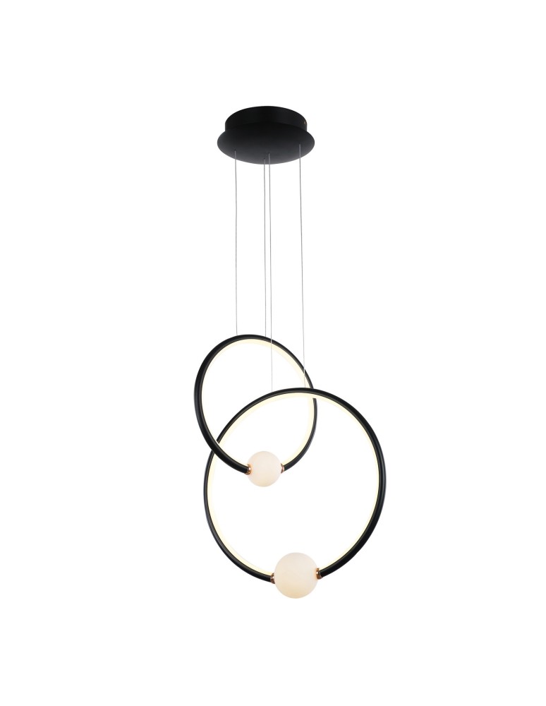 Pendant lamps circles - Italux Lausanne LED 44.8W 2420lm 3000K Pendant Black Pink PND-20112035-2B-BL - product kolory-swiatla.pl 1