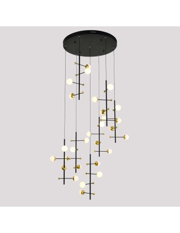 Italux Helmond LED 89W 4538lm 3000K Pendant Black Gold PND-43883-28.