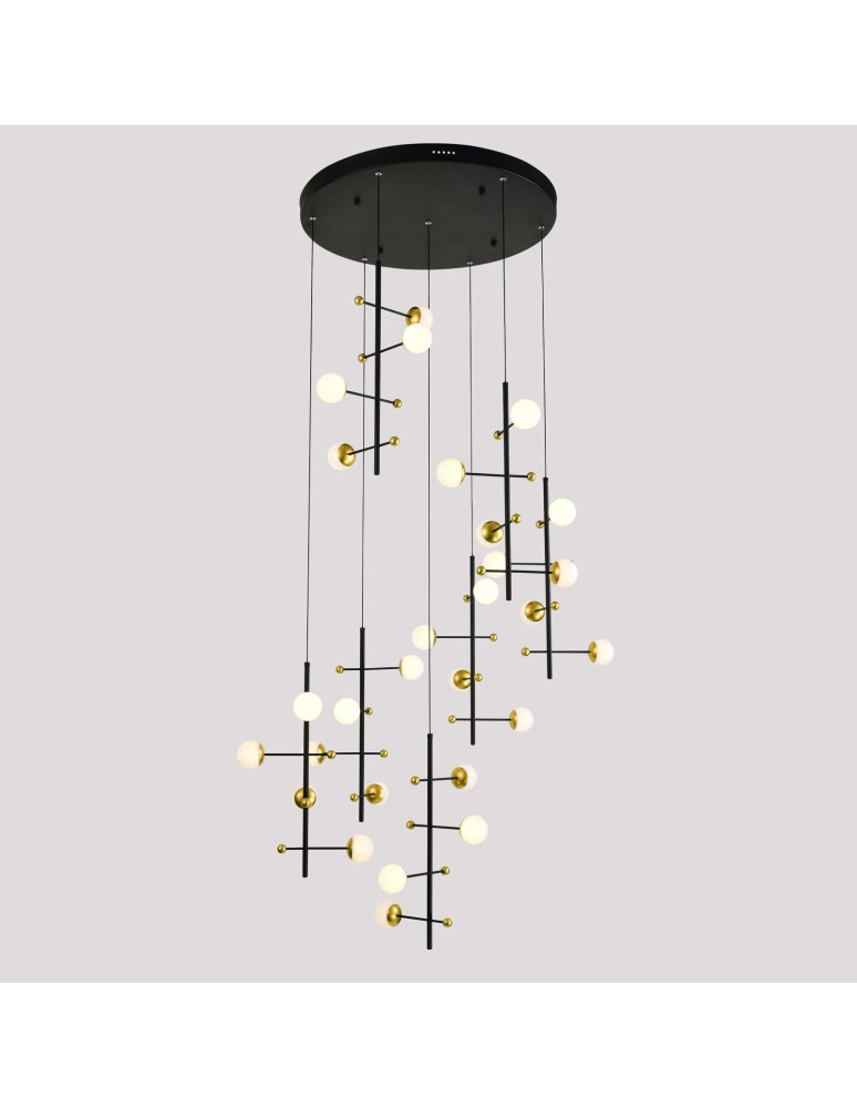 Designer pendant lamps - Italux Helmond LED 89W 4538lm 3000K Pendant Black Gold PND-43883-28. - product kolory-swiatla.pl 1