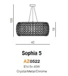 Pendant lamps - Azzardo SOPHIA 5 5xE14 Transparent/Crystal Pendant AZ0522 - product 2