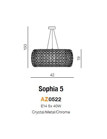Azzardo SOPHIA 5 5xE14 Wisząca Przeźroczysty/Kryształ AZ0522 - produkt 2