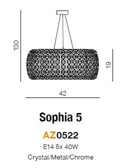 Azzardo SOPHIA 5 5xE14 Wisząca Przeźroczysty/Kryształ AZ0522 - produkt 2