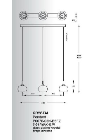 Zuma Line CRYSTAL P0076-03N-B5FZ Wisząca - produkt 2