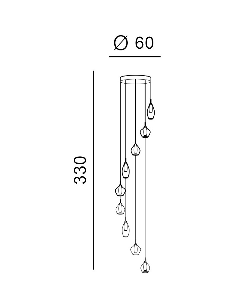 Pendant lamps - Azzardo AMBER MILANO 9 BRASS 9xG9 Brass Pendant AZ4014 - product kolory-swiatla.pl 1