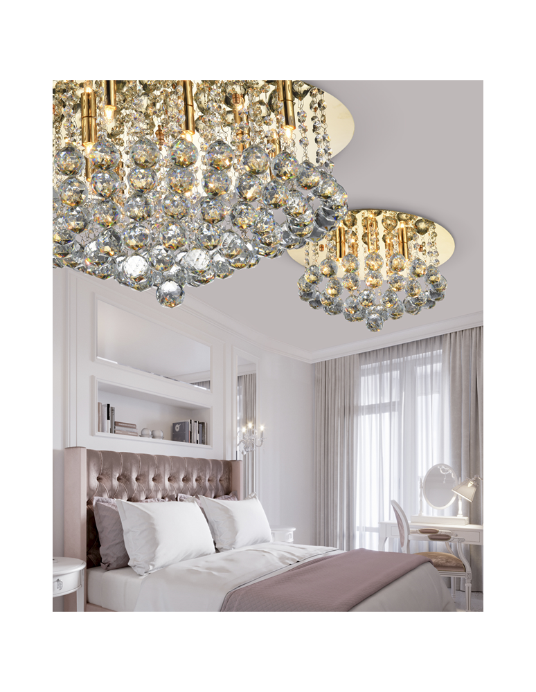 Ceiling lamps with crystals - Azzardo BOLLA 58 GOLD 10xG9 Ceiling/Pendant Gold AZ3084 - product kolory-swiatla.pl 3