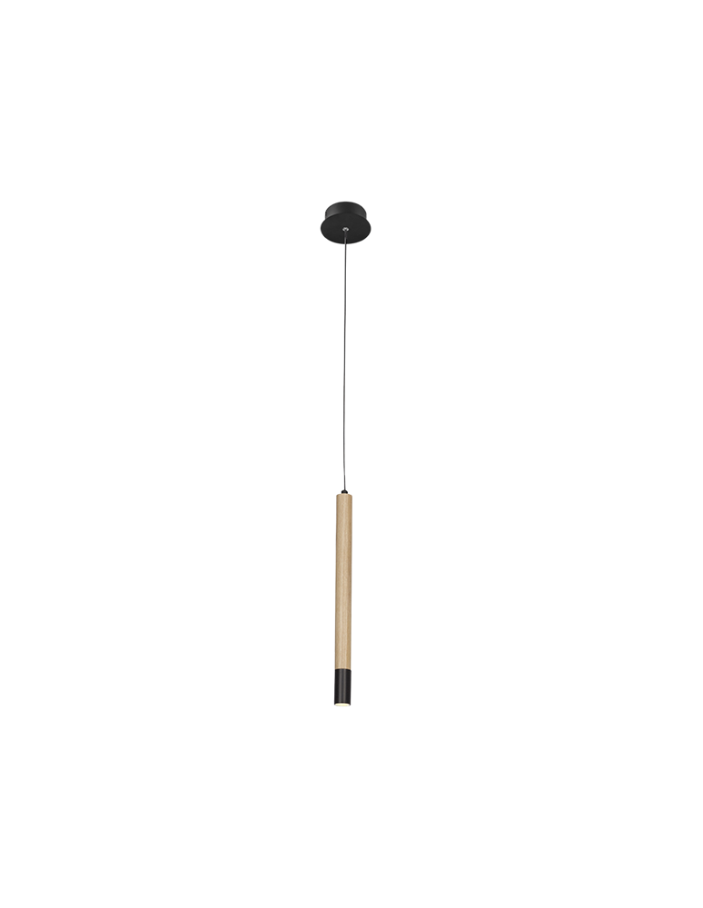 Boho pendant lamps - Azzardo IZOLDA 1 1xLED Pendant Black/Wood AZ3339 - product kolory-swiatla.pl 1