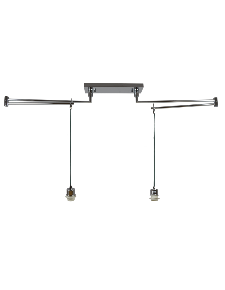 Double pendant lamps - Azzardo NATALIA 2S LAMPBODY 2xE27 Pendant/Arm with Mounting Base without Lampshade Chrome AZ1923 - product kolory-swiatla.pl 1