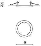 Recessed lamps with hermetic shade - Azzardo SLIM 9 ROUND 3000K IP44 CHROME 1xLED Recessed Chrome IP44 AZ2861 - product 2