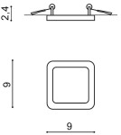 Recessed lamps with hermetic shade - Azzardo SLIM 9 SQUARE 3000K IP44 BLACK 1xLED Recessed Black IP44 AZ2833 - product 2
