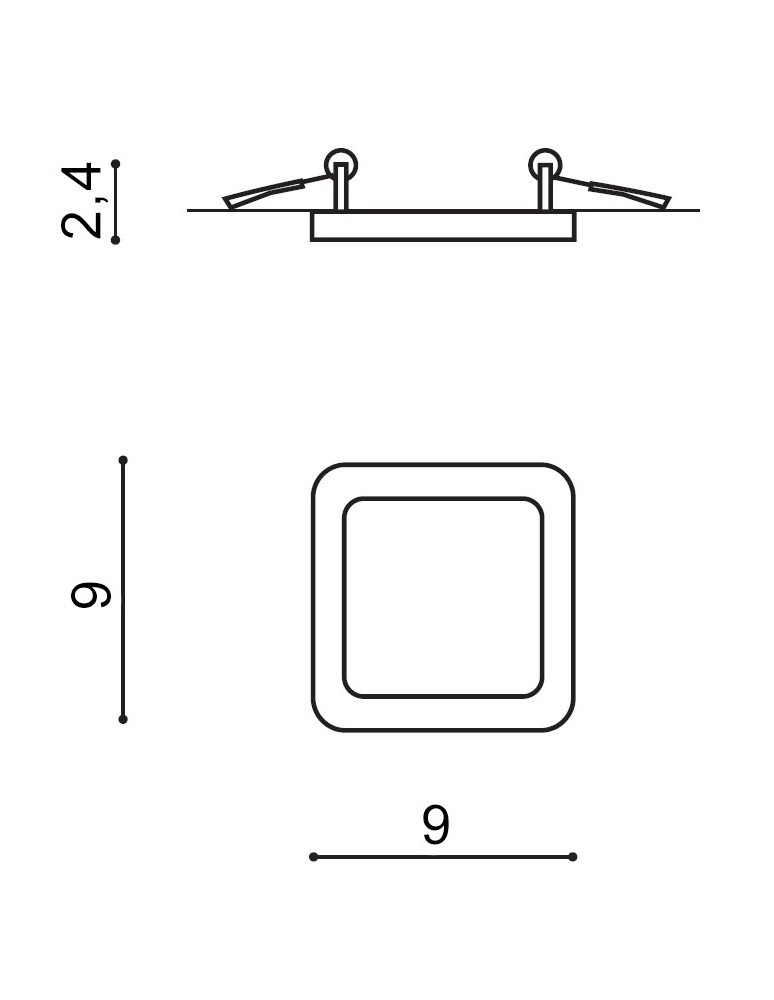 Recessed lamps with hermetic shade - Azzardo SLIM 9 SQUARE 3000K IP44 WHITE 1xLED Recessed White IP44 AZ2830 - product kolory-swiatla.pl 2