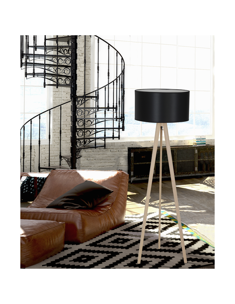 Tripod floor lamps - Azzardo TRIPOD WOOD LAMPBODY 1xE27 Floor Lamp Base without Lampshade Oak Wood AZ3013 - product kolory-swiatla.pl 1
