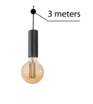 Cables with lighting system fixtures - Azzardo ZIKO E27 3 METERS BLACK 1xE27 Wire with Fixture without Ceiling Base Black AZ3115 - product 1