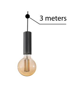 Azzardo ZIKO E27 3 METERS BLACK 1xE27 Przewód z Oprawką bez Bazy Sufitowej Czarny AZ3115