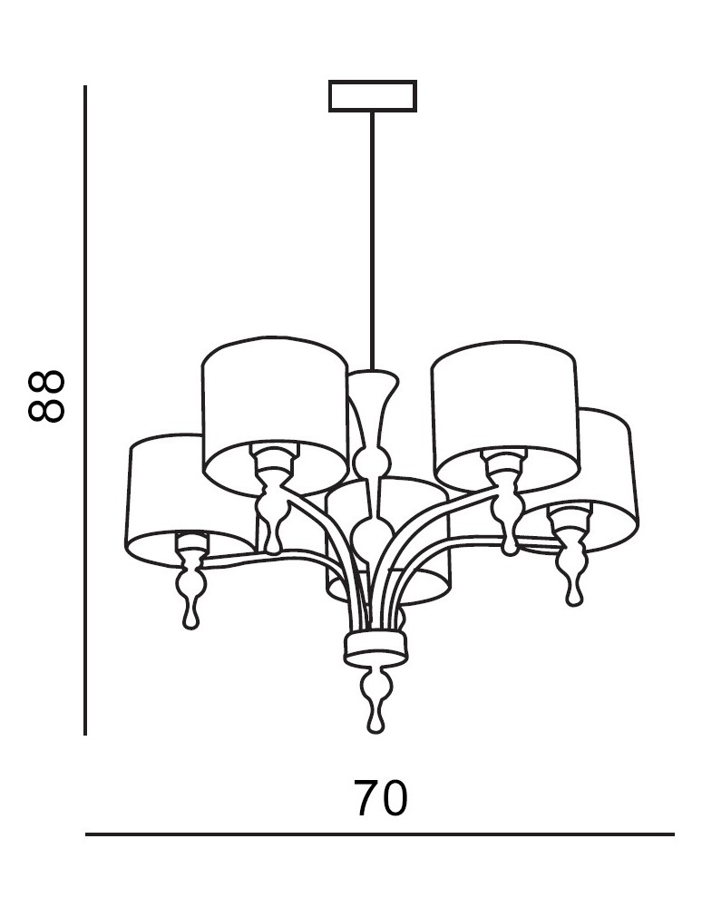 Chandelier with lampshade - Azzardo IMPRESS 5 WHITE 5xE27 Pendant White AZ1007 - product kolory-swiatla.pl 2