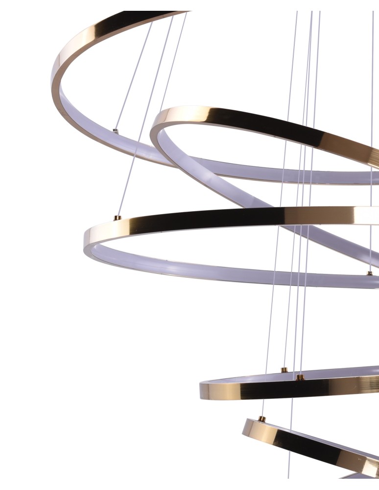 Pendant lamps circles - Azzardo WHEEL 6 LONG DIMM GOLD 6xLED Pendant Gold AZ2921 - product kolory-swiatla.pl 3