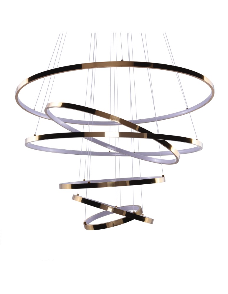 Pendant lamps circles - Azzardo WHEEL 6 LONG DIMM GOLD 6xLED Pendant Gold AZ2921 - product kolory-swiatla.pl 2