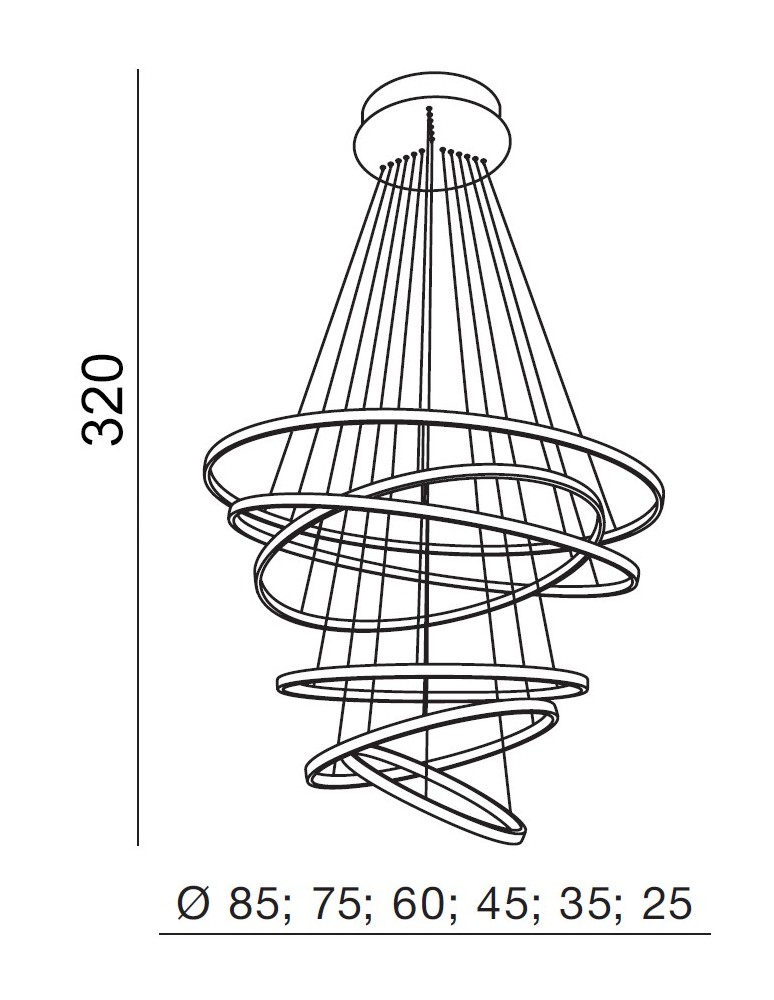 Pendant lamps circles - Azzardo WHEEL 6 LONG DIMM BLACK 6xLED Pendant Black AZ2923 - product kolory-swiatla.pl 3