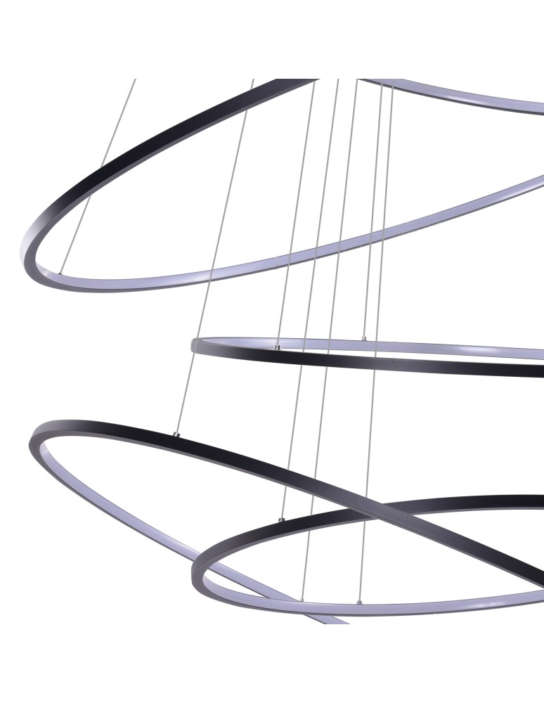 Pendant lamps circles - Azzardo WHEEL XXL BLACK 5xLED Pendant Black AZ3137 - product kolory-swiatla.pl 2