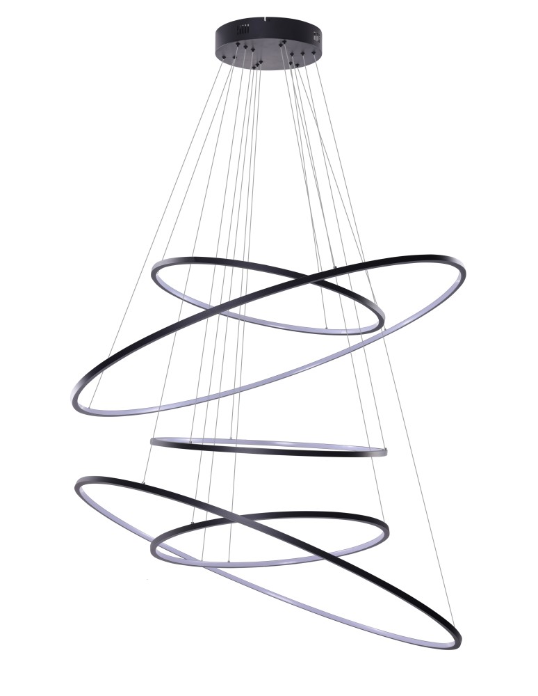 Pendant lamps circles - Azzardo WHEEL XXL BLACK 5xLED Pendant Black AZ3137 - product kolory-swiatla.pl 1