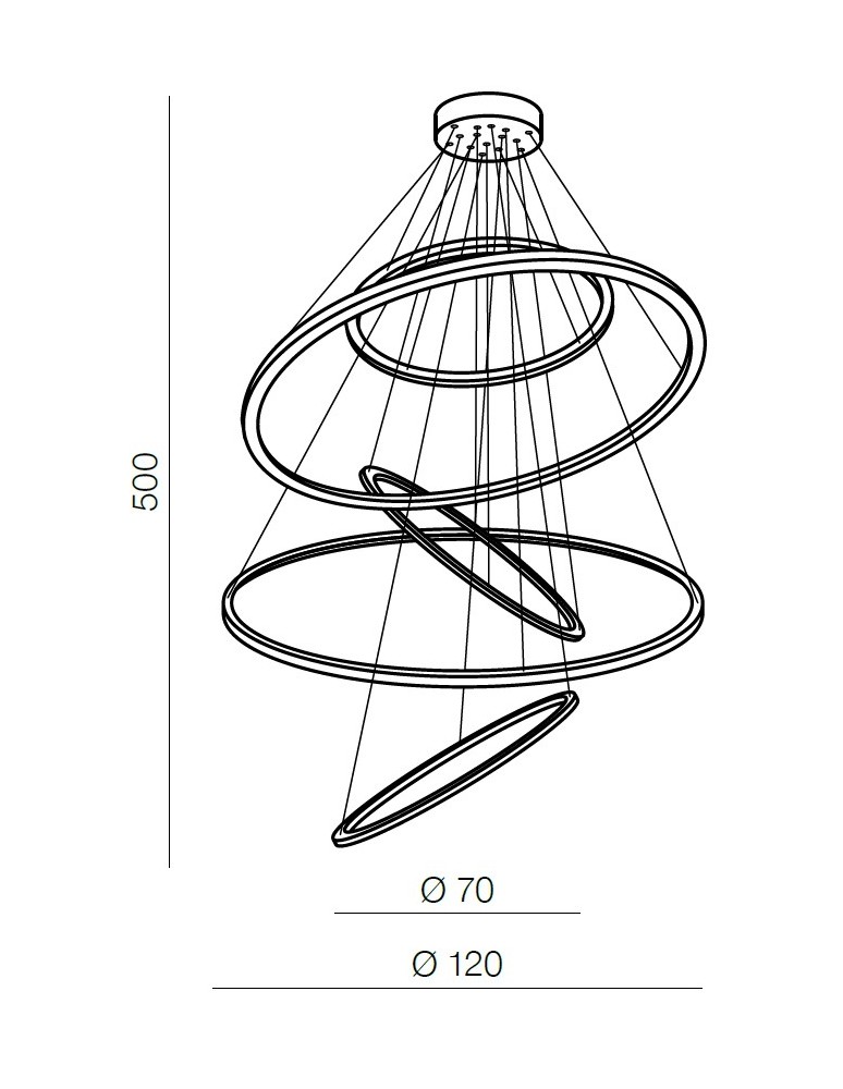 Pendant lamps circles - Azzardo WHEEL XXL GOLD 5xLED Pendant Gold AZ3138 - product kolory-swiatla.pl 4