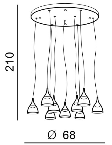 Azzardo DALMATIA 9 BLACK 9xLED Pendant Black AZ3143 - product 2