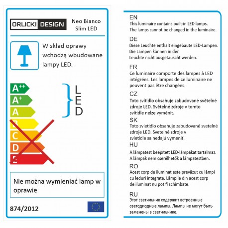 Orlicki Design Neo Bianco Slim Led / Ufo Cromo 1x10W LED 3000K 230V Biały mat/Chrom