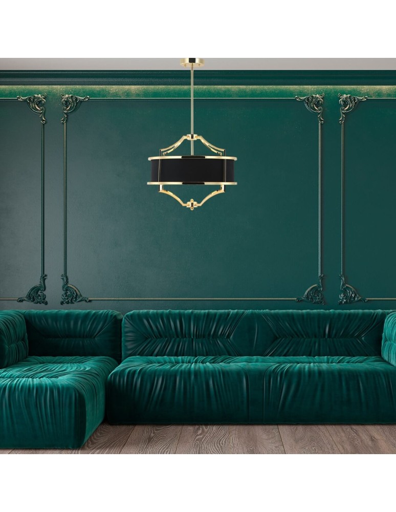 Hampton style chandeliers - Orlicki Design Stesso Gold Nero M 4xE27 Gold/Black - product kolory-swiatla.pl 9