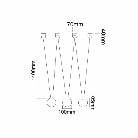 Orlicki Design Movo III 3xG9 Czarny/Biały mleczny