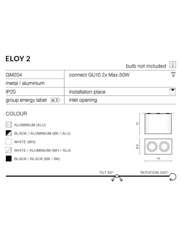 Azzardo ELOY 2 WHITE 2xGU10 Surface Mounted White AZ1353 - product 2