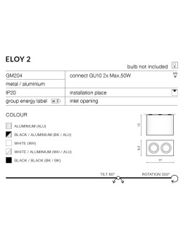 Azzardo ELOY 2 WHITE 2xGU10 Surface Mounted White AZ1353 - product 2
