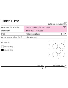 Azzardo JERRY 2 12V BLACK 2xAR111 Reflektor Sufitowy Czarny AZ1368 - produkt 2
