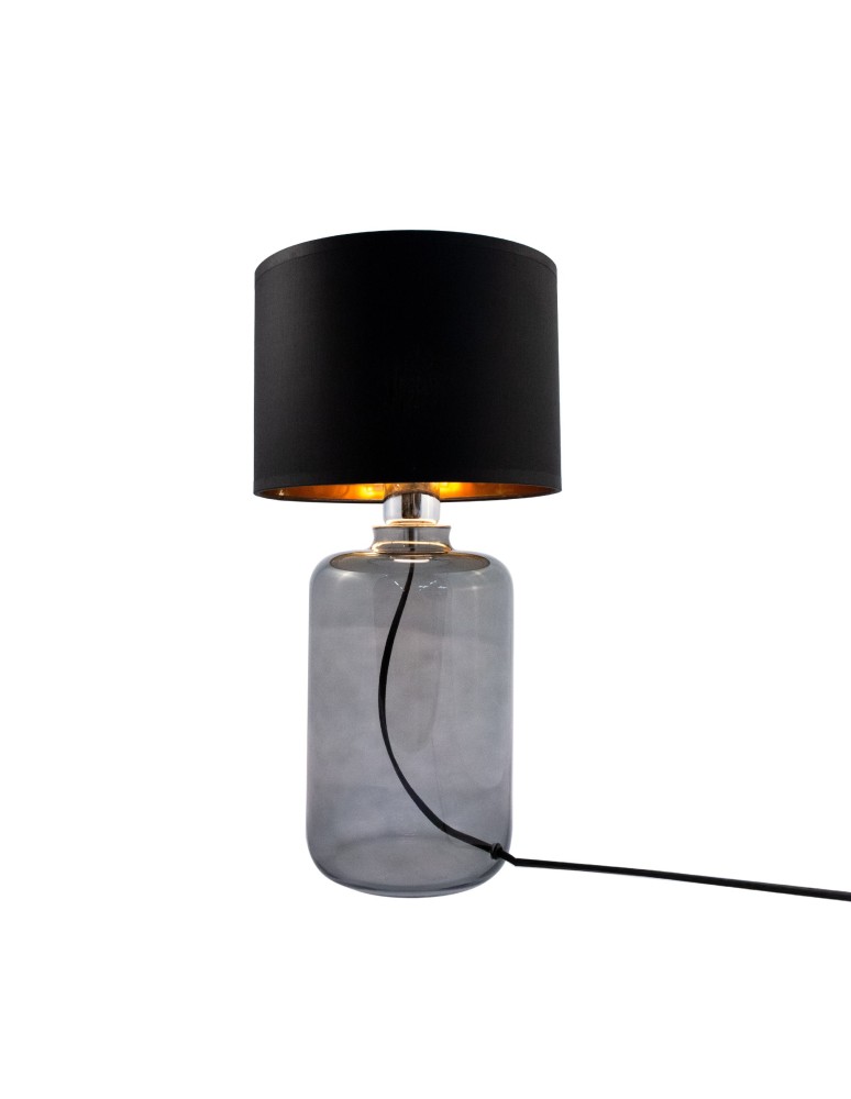 Table lamps with lampshade - Zuma Line table SAMASUN transparent base lampshade black and gold 1xE27 5505BKGO - product kolory-swiatla.pl 1