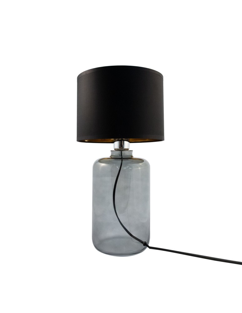 Table lamps with lampshade - Zuma Line table SAMASUN transparent base lampshade black and gold 1xE27 5505BKGO - product kolory-swiatla.pl 2